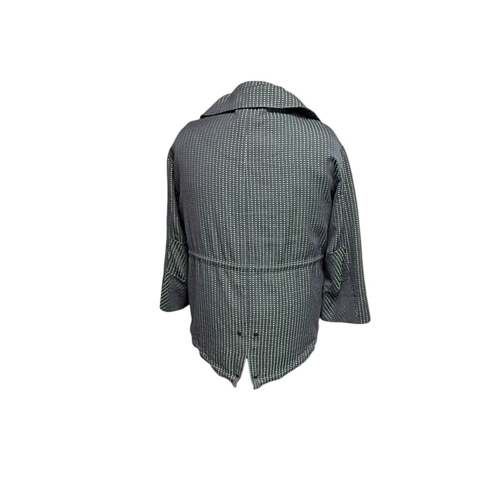 Akris Punto Navy White Striped, Cowl Collared Cotton Blend Jacket Size 10 - Picture 8 of 11